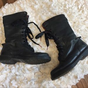 Dr Martens Triumph Tall Ribbon Lace Plaid Boots